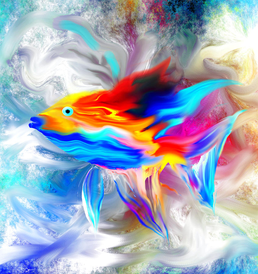 Playful Tropical Fish Digital Art by Abstract Angel Artist Stephen K