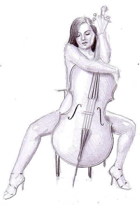 Sexy Drawing - Playing cello by Chirila Corina