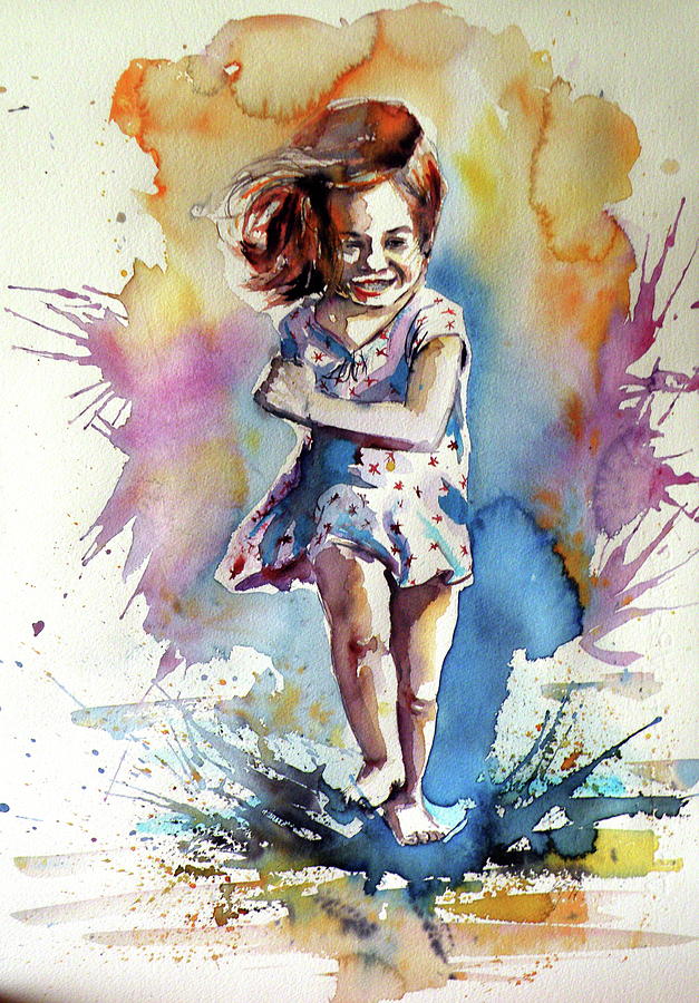 Playing girl Painting by Kovacs Anna Brigitta