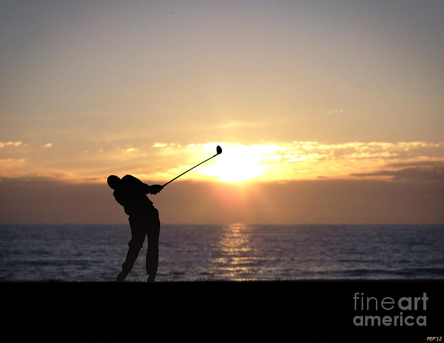 Playing Golf At Sunset Photograph by Phil Perkins