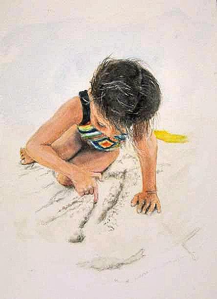 Playing in the sand Painting by Bobby Walters