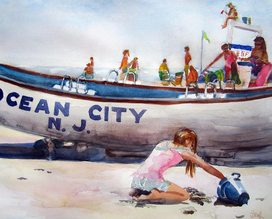 Playing in the Sand Painting by Judith Scull
