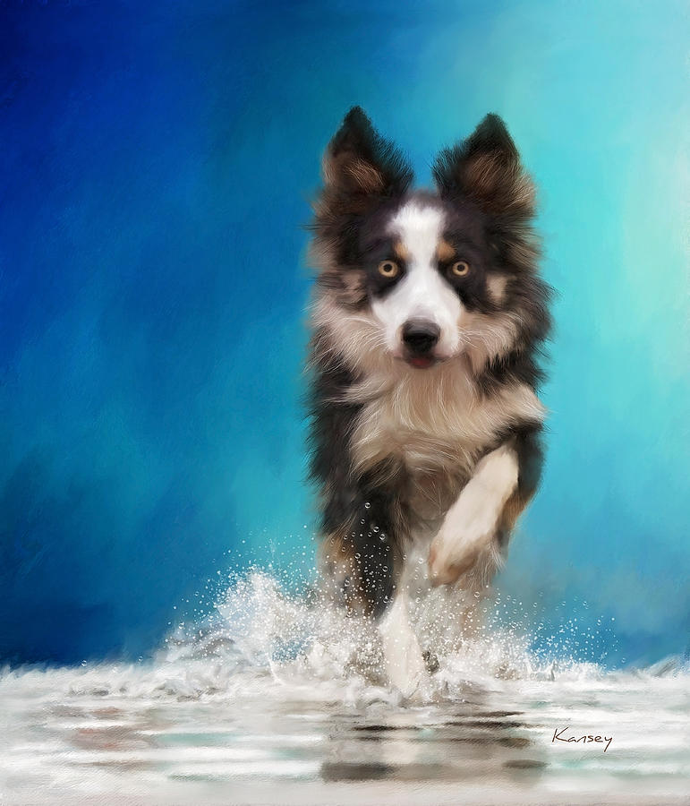 Nature Painting - Playing in the water by Johanne Dauphinais