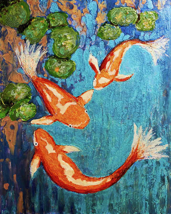 Playing Koi Painting by Patricia Beebe