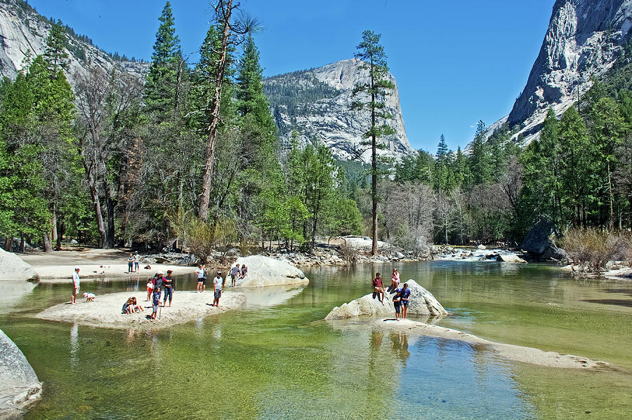 Playing on the Rocks in Mirror Lake in Yosemite National Park, California Photograph by Ruth Hager