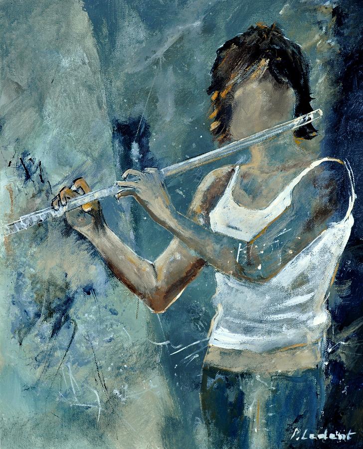 Playing the flute Painting by Pol Ledent