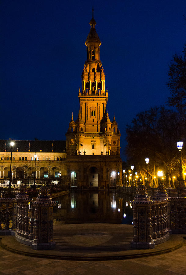 Plaza de Espana at night - Seville 3 Photograph by AM FineArtPrints