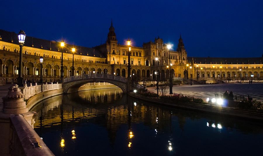 Plaza de Espana at night - Seville Photograph by AM FineArtPrints