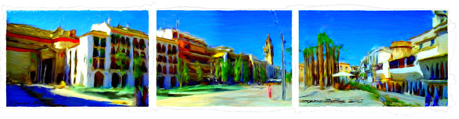 Plaza de Espana Ecija  Painting by Bruce Nutting