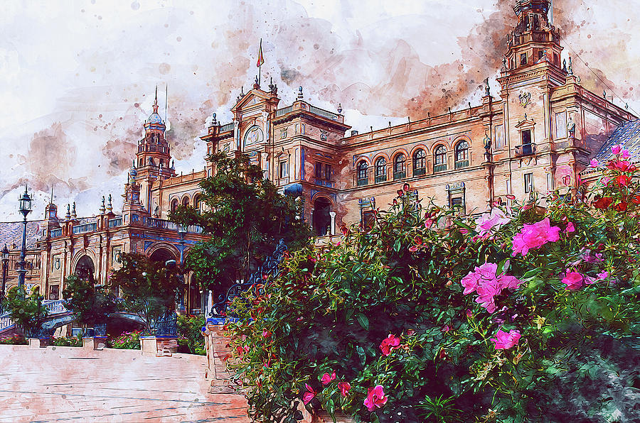 Plaza de Espana, Seville - 10 Painting by AM FineArtPrints