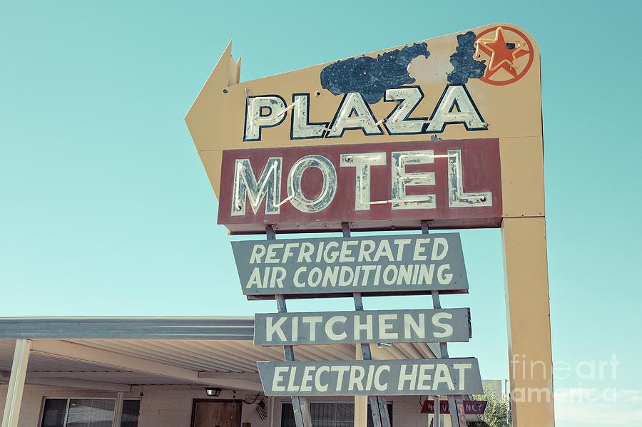 Plaza Motel Neon Sign Overton Nevada Photograph by Edward Fielding