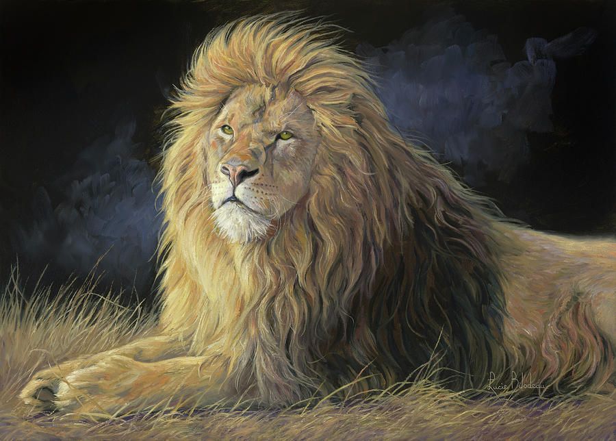 Lion Painting - Pleasant Breeze by Lucie Bilodeau