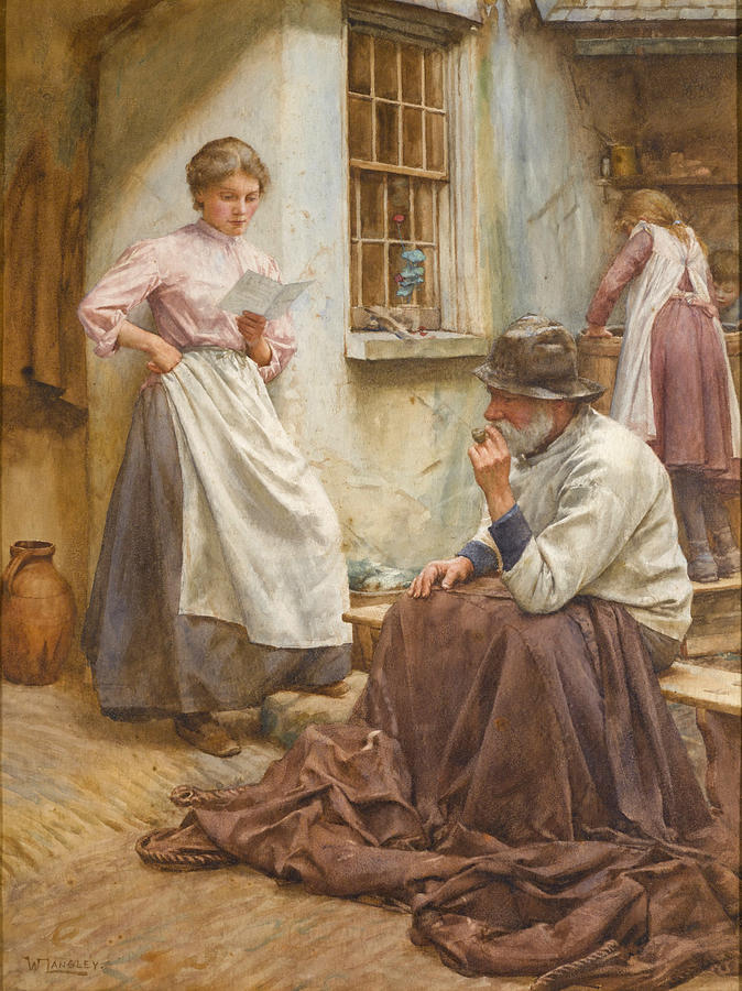Pleasant News Drawing by Walter Langley