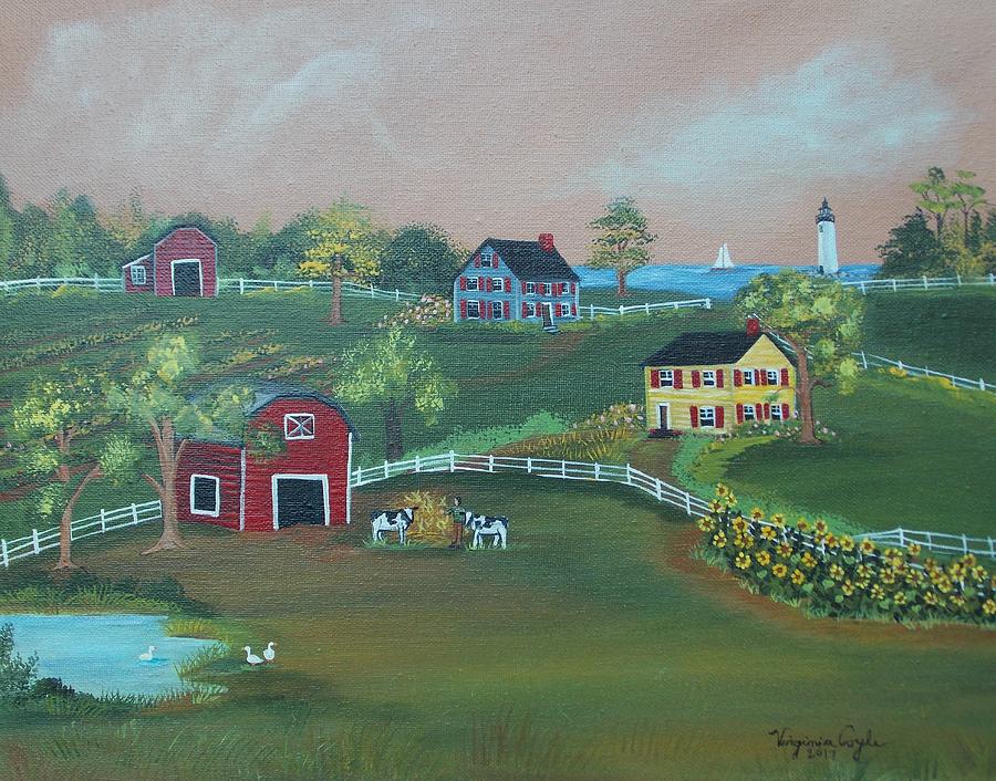 Pleasant View Farm Painting by Virginia Coyle