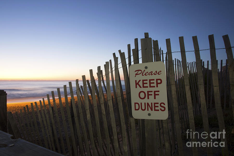 Please Keep Off Dunes at Sunrise Photograph by Karen Foley