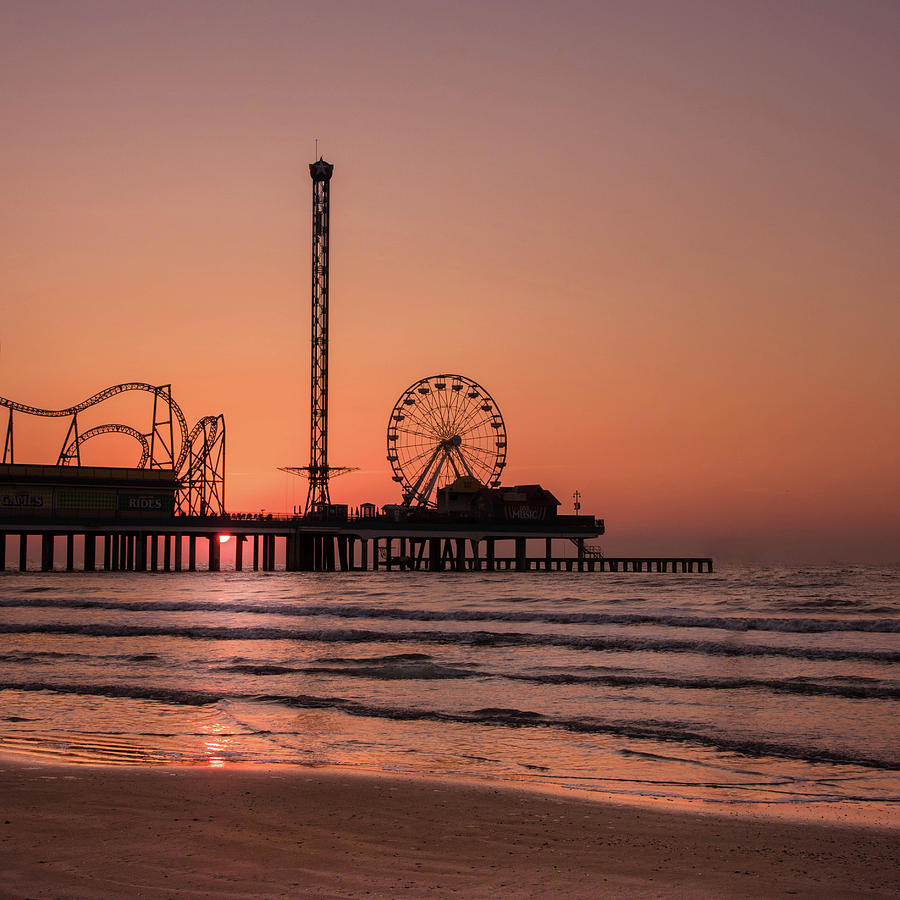 Pleasure Pier at Sunrise Photograph by James Woody