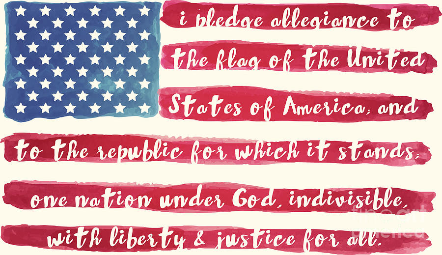 Pledge Of Allegiance Painting - Pledge of Allegiance American Flag by Mindy Sommers