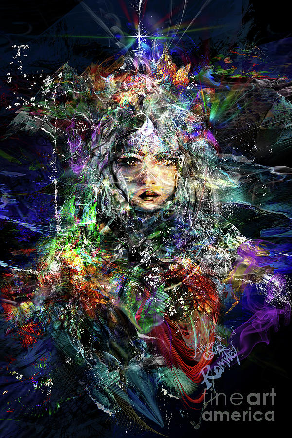 Space Mixed Media - Pleiadian Bird Tribe Priestess by Atheena Romney
