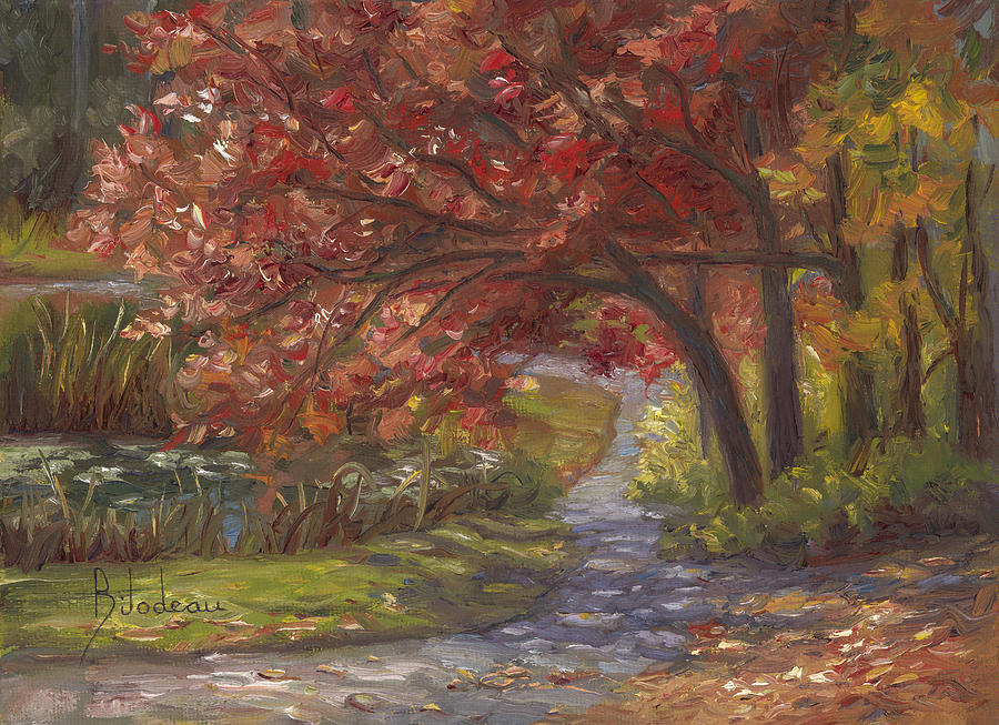 Plein Air - Forest Park in the Fall Painting by Lucie Bilodeau