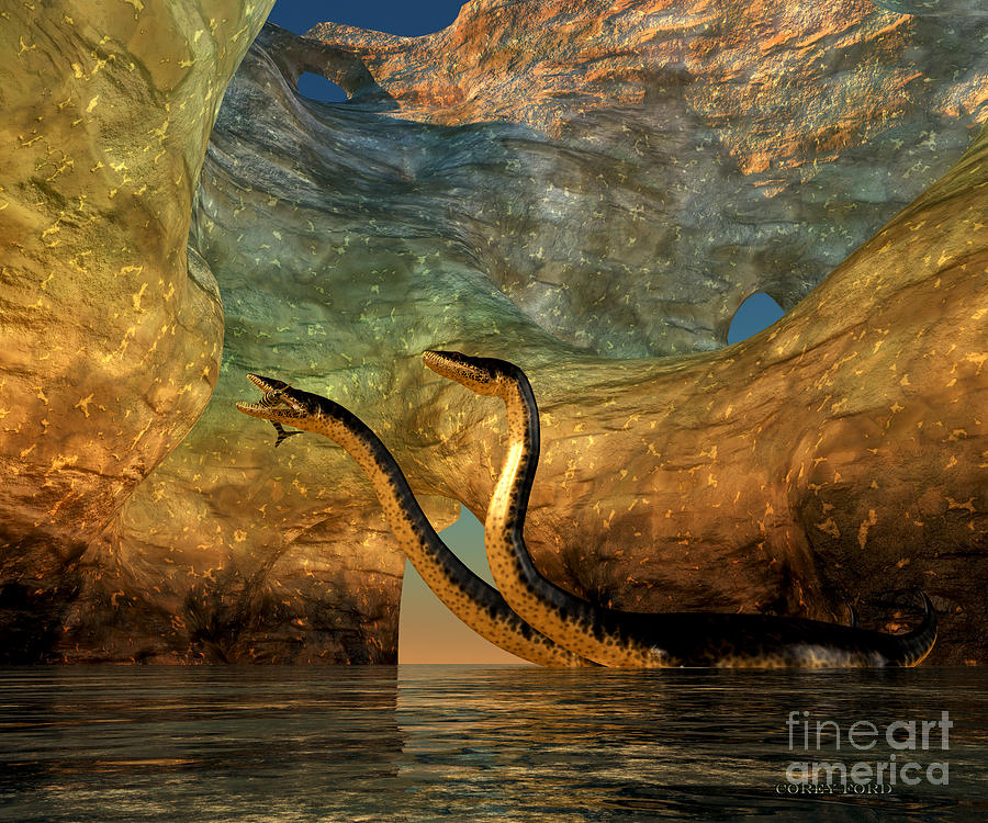 Plesiosaurus Cavern Painting by Corey Ford - Fine Art America