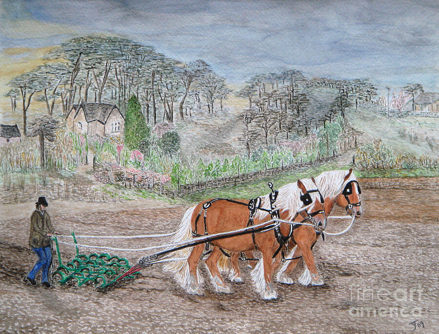 Plough Horses Painting by Yvonne Johnstone
