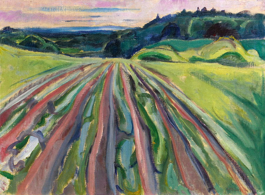 Ploughed Field Painting by Edvard Munch