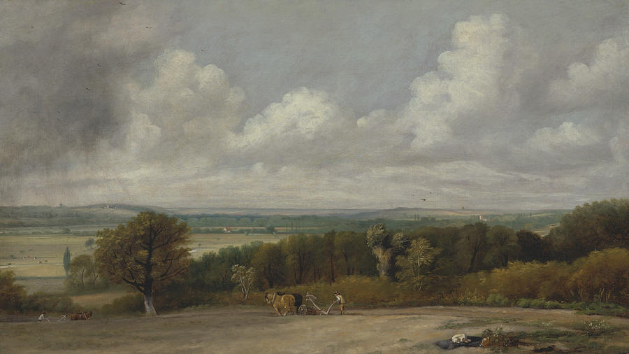Ploughing Scene in Suffolk Painting by John Constable