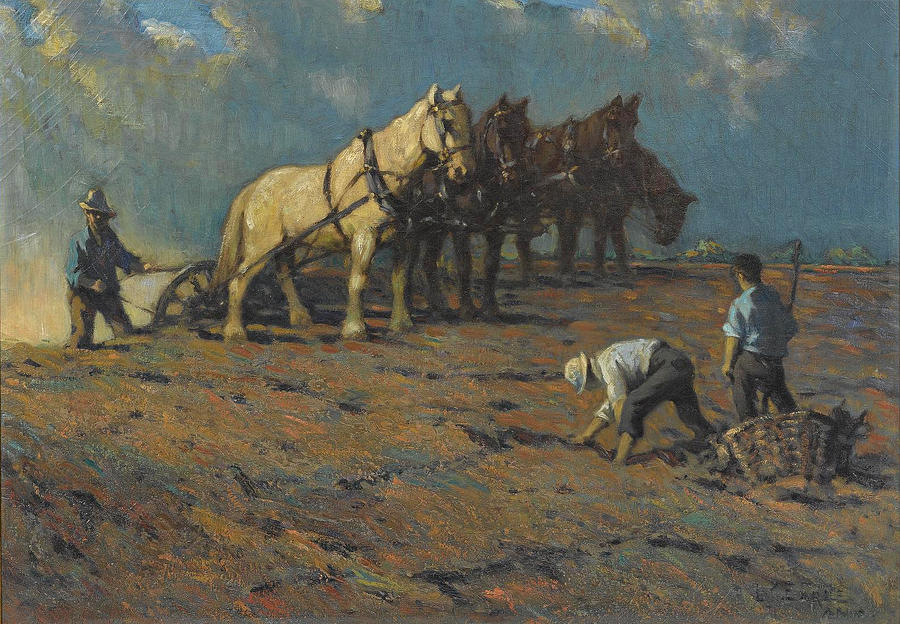 Plowing Painting by Lawrence Carmichael Earle