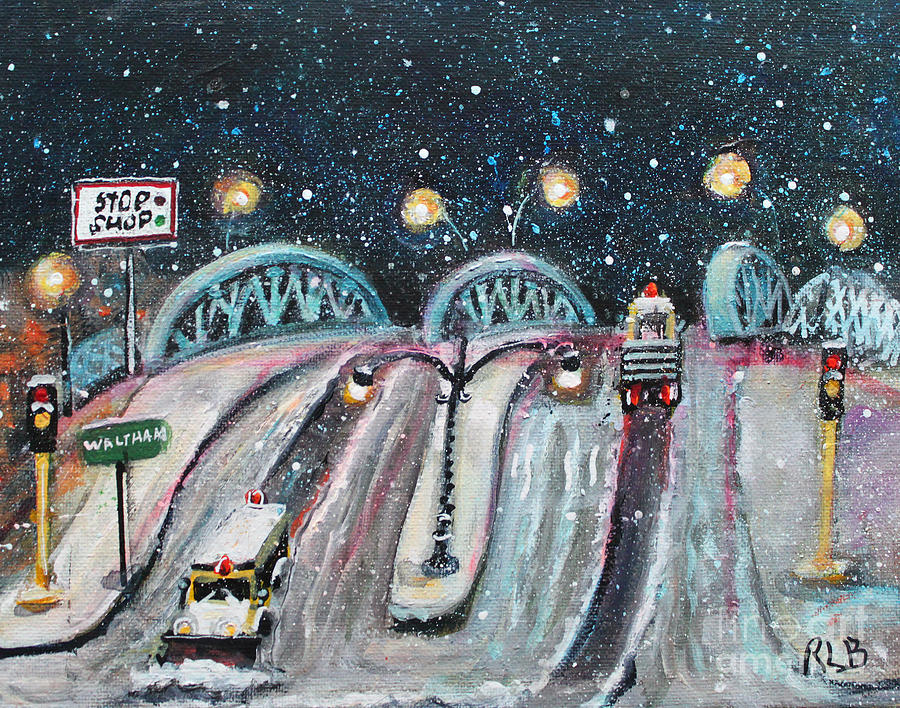 Winter Painting - Plowing the Green Bridge by Rita Brown