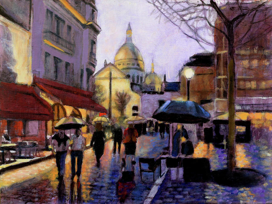 Pluie a Montmartre Painting by David Zimmerman
