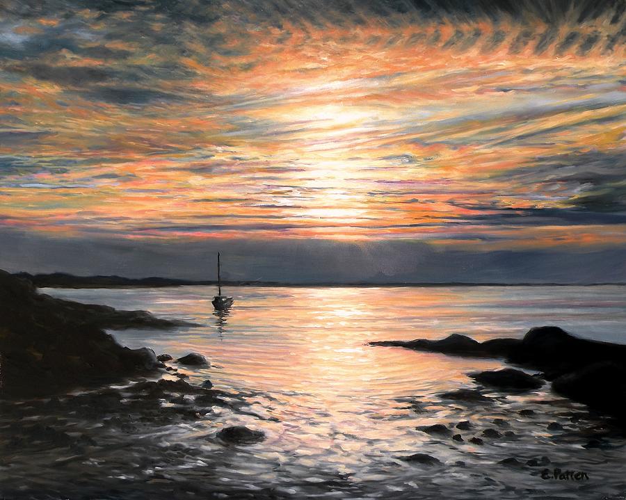Sunset Painting - Plum Cove Sunset by Eileen Patten Oliver