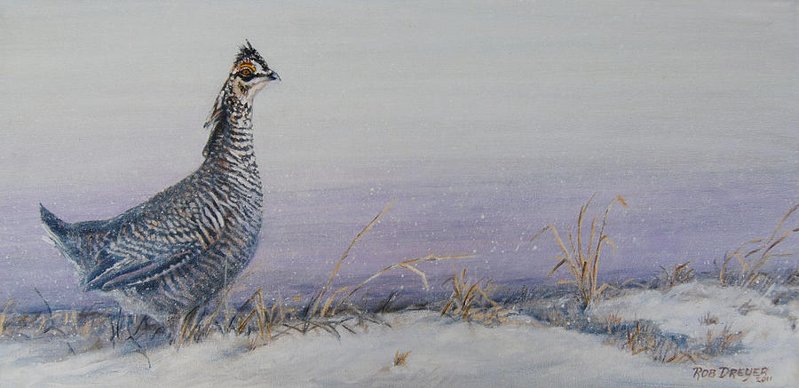 Winter Painting - Plum Skies on The Prairie by Dreyer Wildlife Print Collections 