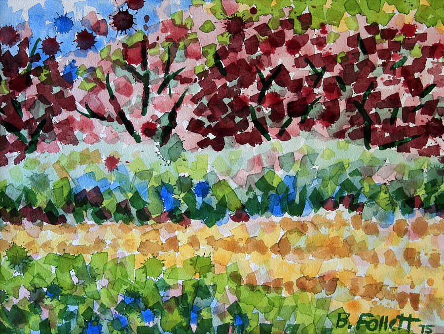 Plum Trees in Spring Painting by Bonnie Follett