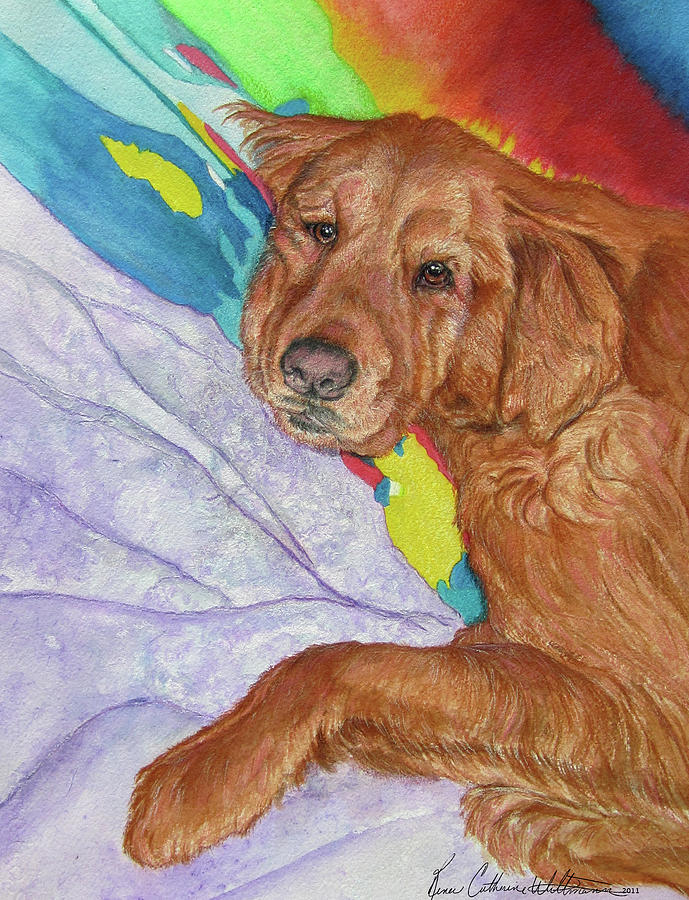 Dog Painting - Plumb Tuckered Out by Renee Catherine Wittmann