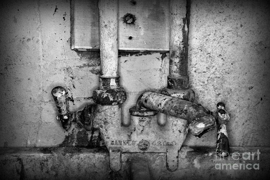 Plumbing Hot and Cold Water in black and white Photograph by Paul Ward