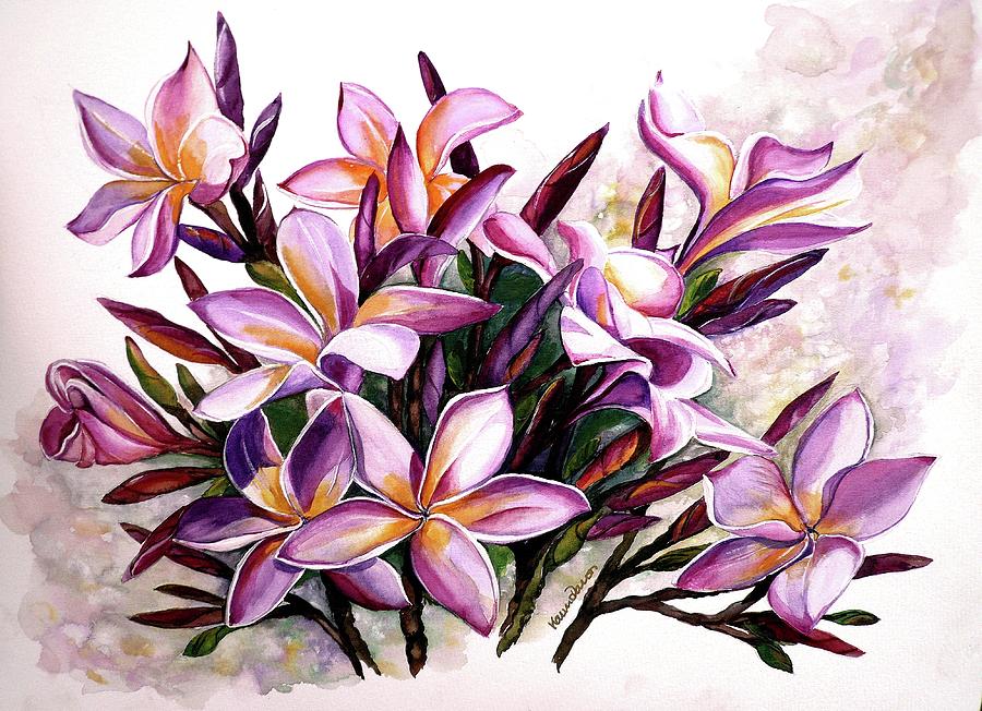 Plumeria- Frangipangi Painting by Karin  Dawn Kelshall- Best