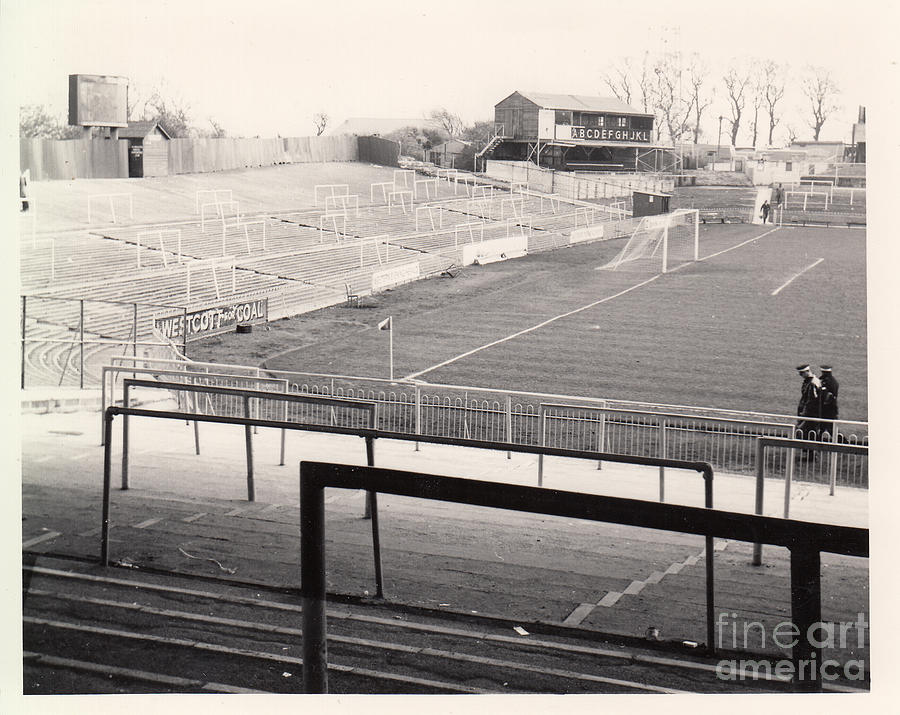 Plymouth Argyle - Home Park -Barn Park End 1 - BW - 1960s Photograph by Legendary Football Grounds