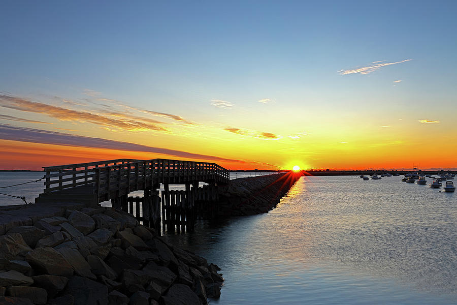 Plymouth Harbor and Jetty Sunrise View Photograph by Juergen Roth