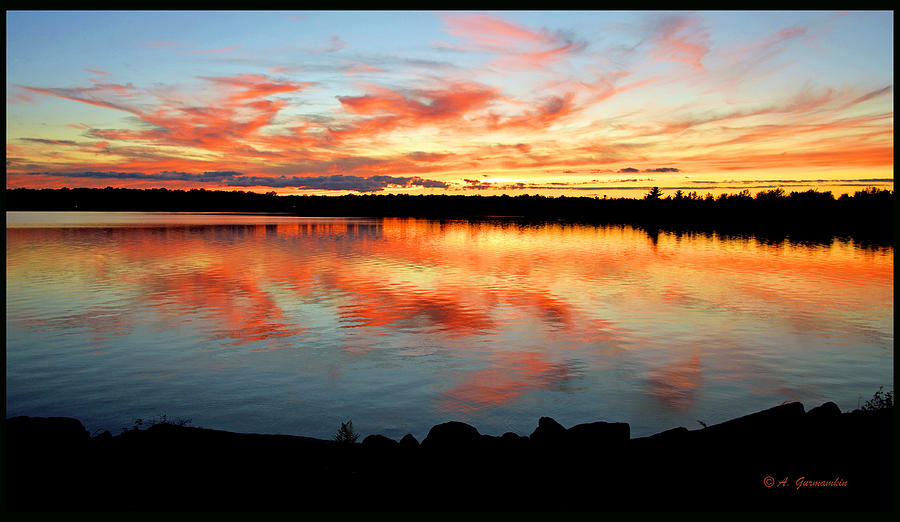 Pocono Mountain Pennsylvania Sunset Over a Lake Photograph by A Macarthur Gurmankin