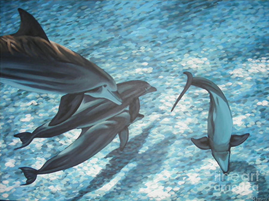 Pod of Dolphins Painting by Dan Remmel