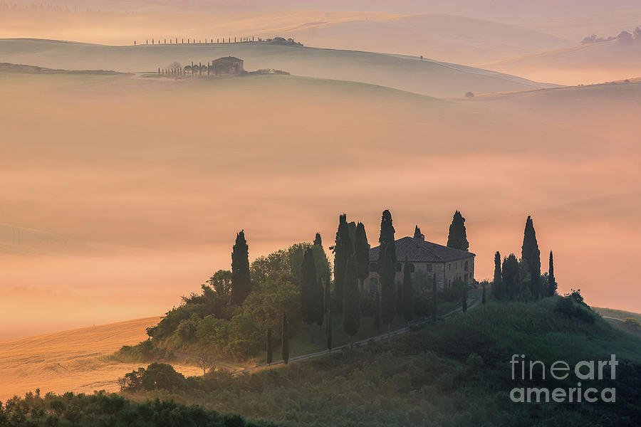 Podere Belvedere at Sunrise - Val dOrcia - Italy Photograph by Henk Meijer Photography