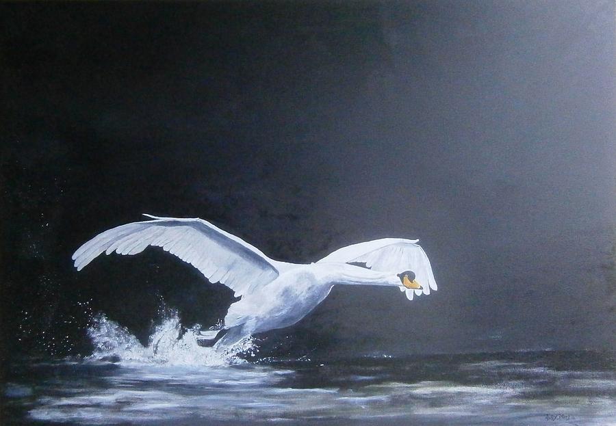 Swan Painting - Poetry in Motion by Andy Davis