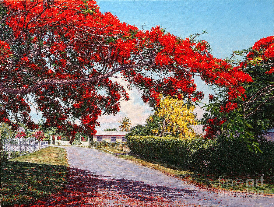 Poinciana Shadows Painting by Eddie Minnis