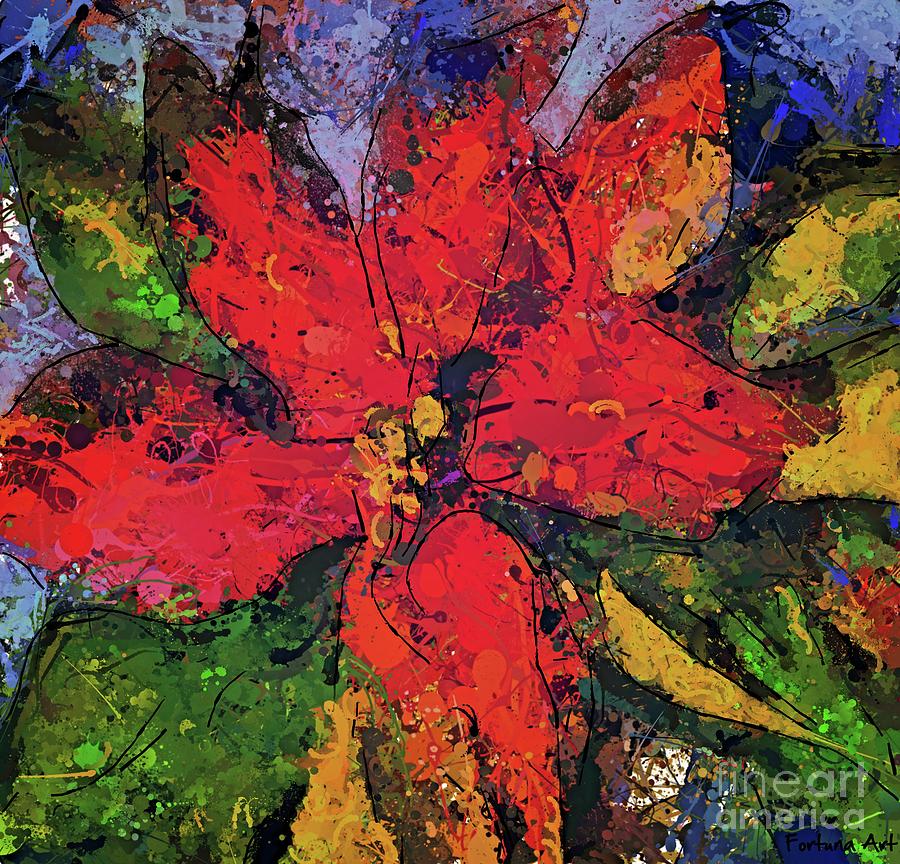 Poinsettia Christmas Flower Painting by Dragica Micki Fortuna