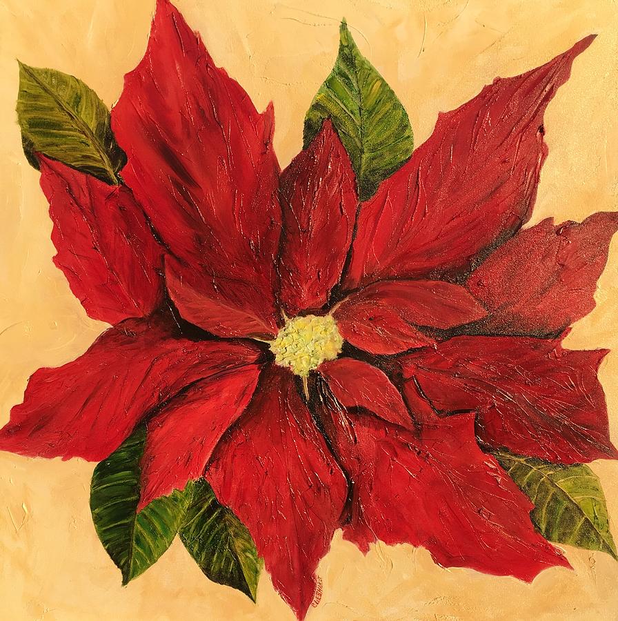 Poinsettia Christmas flower Painting by Chuck Gebhardt