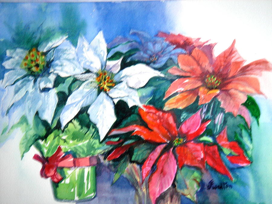 Poinsettia Gifts Painting by Judy Fischer Walton