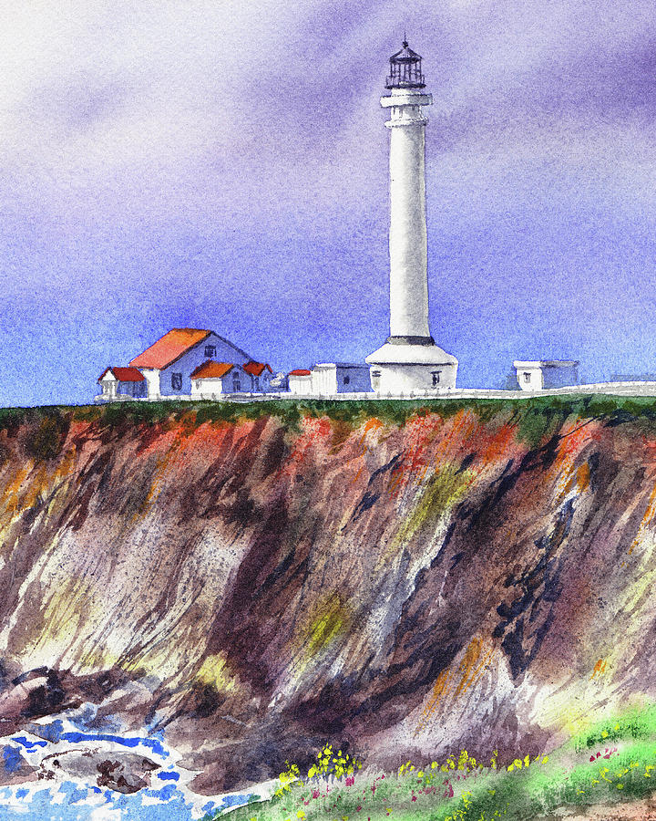 Point Arena Lighthouse California Shore Painting by Irina Sztukowski