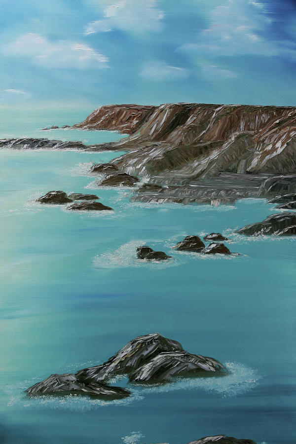 Seascape Painting - Point Arena by Robin Lee Seascape Painting - Point Arena by Robin Lee