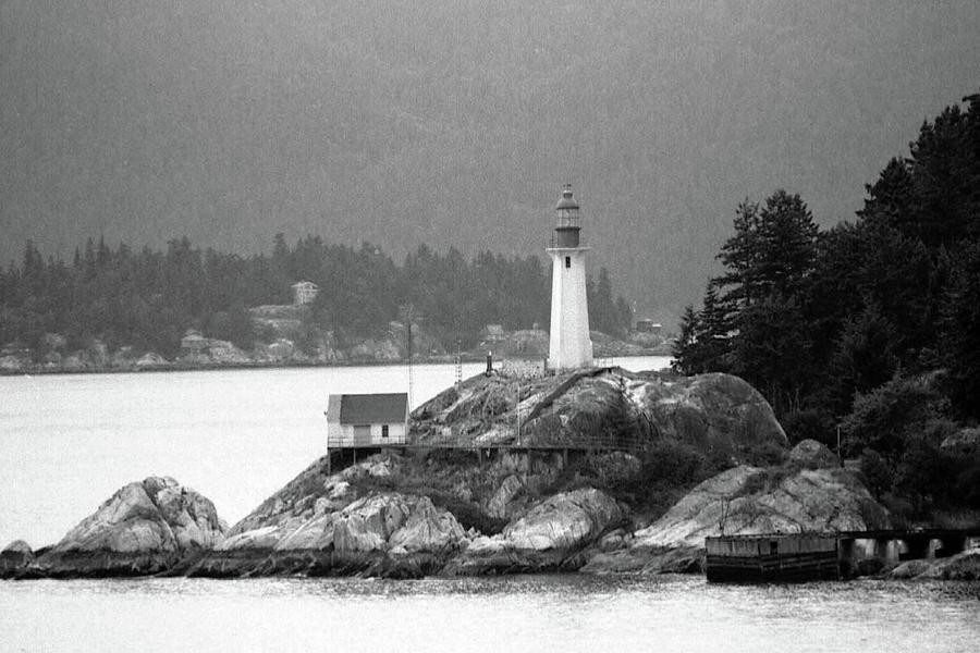 Point Atkinson Lighthouse 01 BW - West Vancouver, British Columbia Photograph by Pamela Critchlow