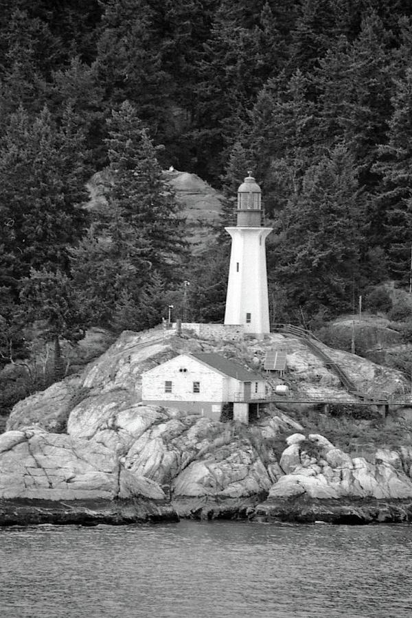 Point Atkinson Lighthouse 02 BW - West Vancouver, British Columbia Photograph by Pamela Critchlow
